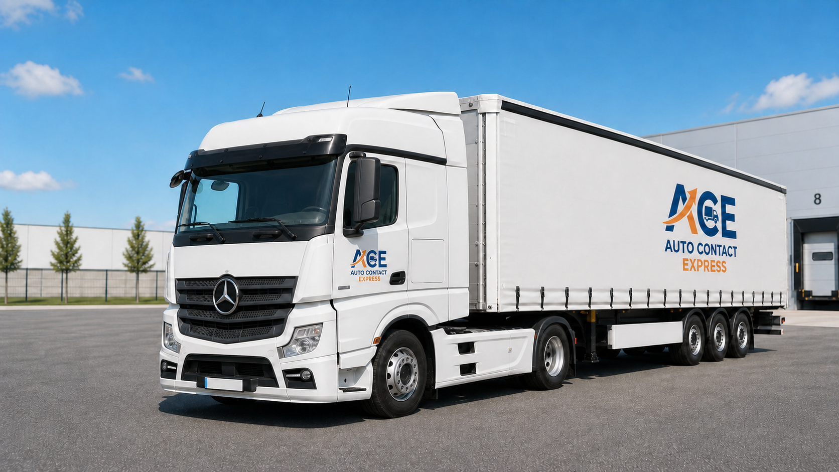 Tracteur ACE + semi-remorque bâchée — transport longue distance en Europe